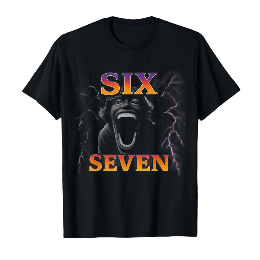67 Six Seven Bootleg 6 7 Meme Design Fun 6 7 تي شيرت للرجال والنساء 100_ تي شيرت قطني بأكمام قصيرة موضة خارجية