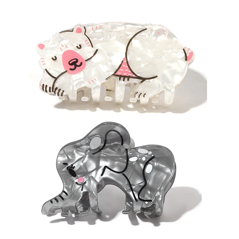

Fashion Acrylic Cartoon Animal Bear Elephant Hair claw Clip For Women Funny Animal Ponytail Party Hair Accessories Tool Gifts