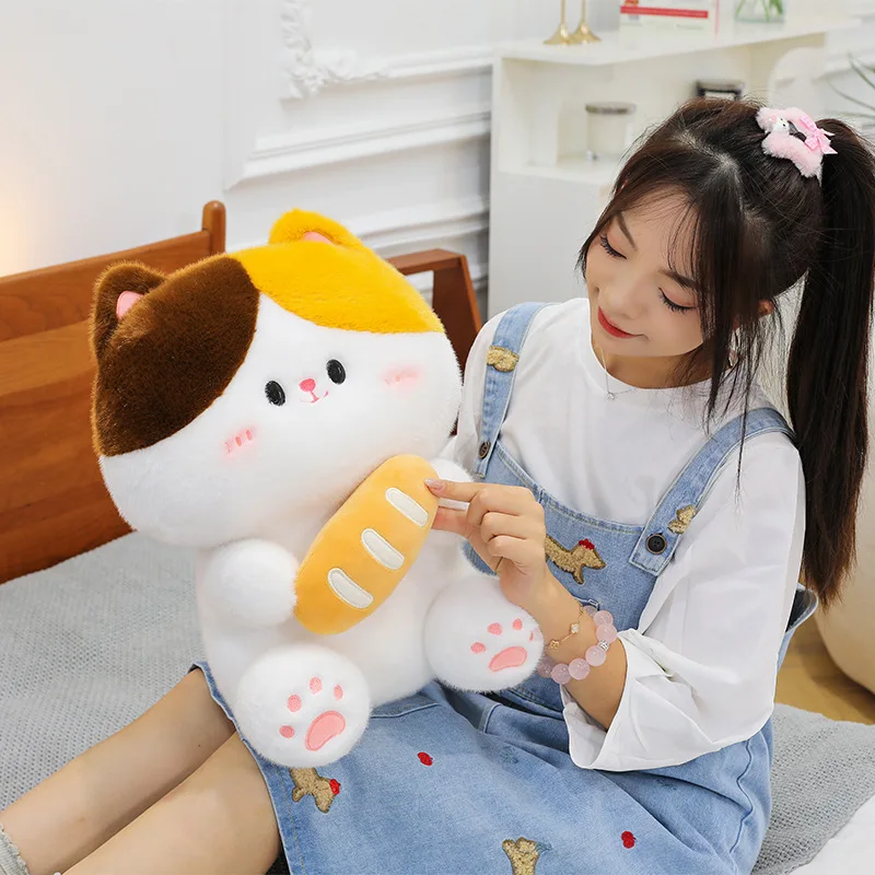 1pc 30cm/11.81in Cute and Cute Bread Cat Plush Toy Doll Birthday Gift for Sleeping Puppet Ragdoll Girl