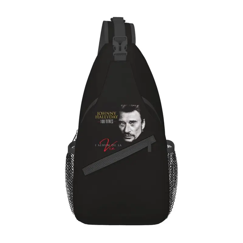 Cool Awesome Johnny Hallyday Rock Crossbody Sling mochila para hombres Singer francés bolso de hombro para el pecho para viajes ciclismo