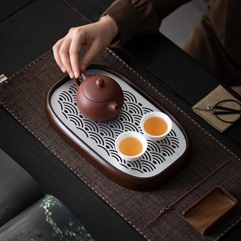 Bamboo Modern Tea Tray Chinese Small Gong Fu Oval Tea Tray Fashionable Restaurant bandeja madera decorativa ovalada Tea Supplies