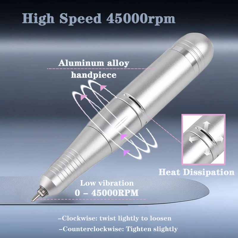 45000RPM ชาร์จเล็บเจาะเล็บเครื่อง Low Voice Professional เล็บเจล Polishing Remover เจาะชุดหน้าจอ LCD