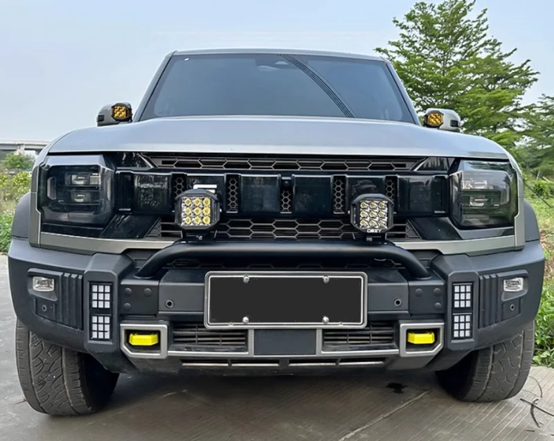 Car Front Bumper with Lamp Fit for JETOUR Traveler T2 2024 LED Lamp Modification A-pillar Spotlight Bracket Reversing Lights