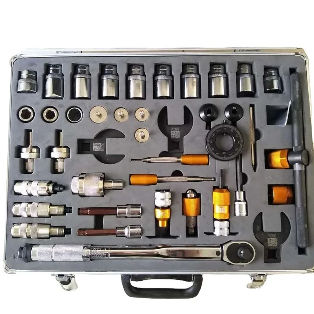 40PCS common rail injector disassembly, assembly, and repair tool, equipped with 110 and 120 measuring seats,