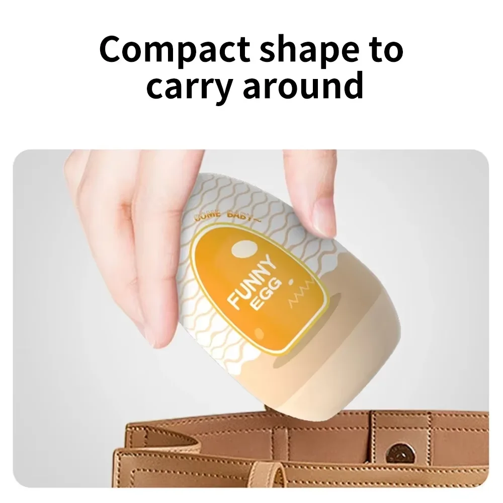 جهاز استمناء ذكر محمول جديد على شكل بيضة مصنوع من المطاط الناعم مع تصميم ملمس مهبلي واقعي لعبة جنسية لتدليك القضيب للبالغين
