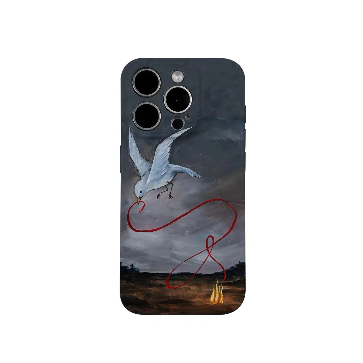 

INS Dark Hungry White Pigeon Red Line Phone Case for IPHONE 17 Air 16E 15 PROMAX 14 Plus 13 12 MINI 11PRO XR Acrylic Phone Cover