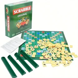 1PCS, English Scrabble Solitaire, Alphabet Chess, Alphabet Scrabble, Jigsaw Board Game for 2-4 players, board game。