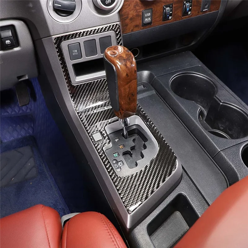 

Для Toyota Tundra 2007-2013 мягкая центральная консоль из углеродного волокна, панель переключения передач, декоративная наклейка, аксессуары для отделки
