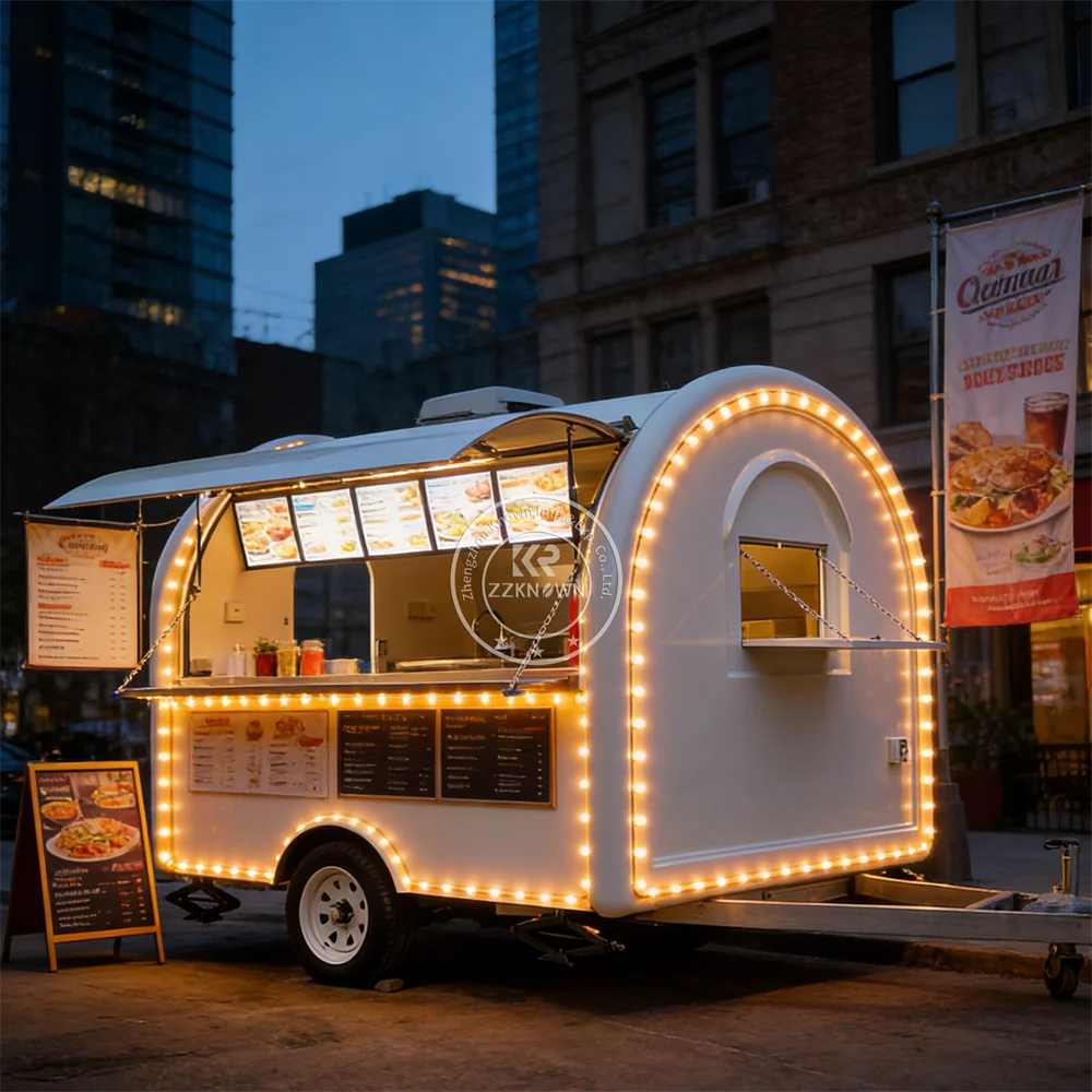 

New Design Outdoor Deluxe Ice Cream Trailer Custom Fully Equipped Stainless Steel BBQ Mobile Food Truck Trailer