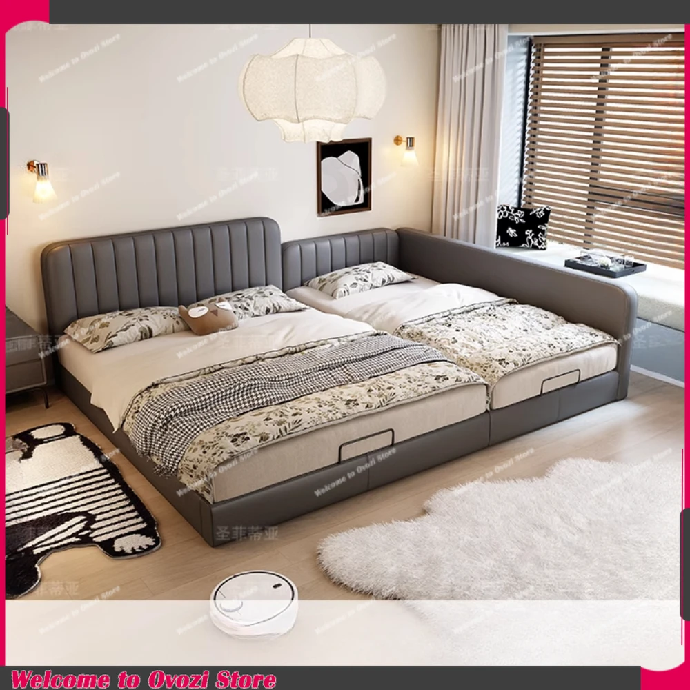 

Modern Single Fence Bed Frames Queen Sized Minimalist Headboard Hotel Bed Lounge Upholstery Muebles Para Dormitorio Furnitures
