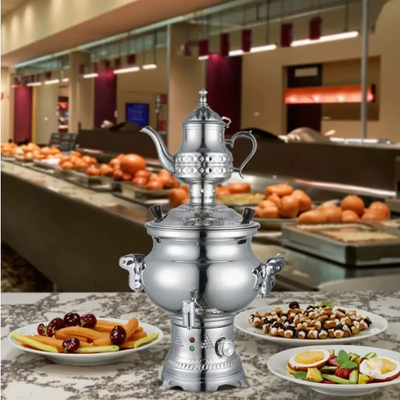 7L Large Capacity 304 Stainless Steel Turkish Coffee Pot Double Layer Insulation Kettle for Home Use Traditional Samovar