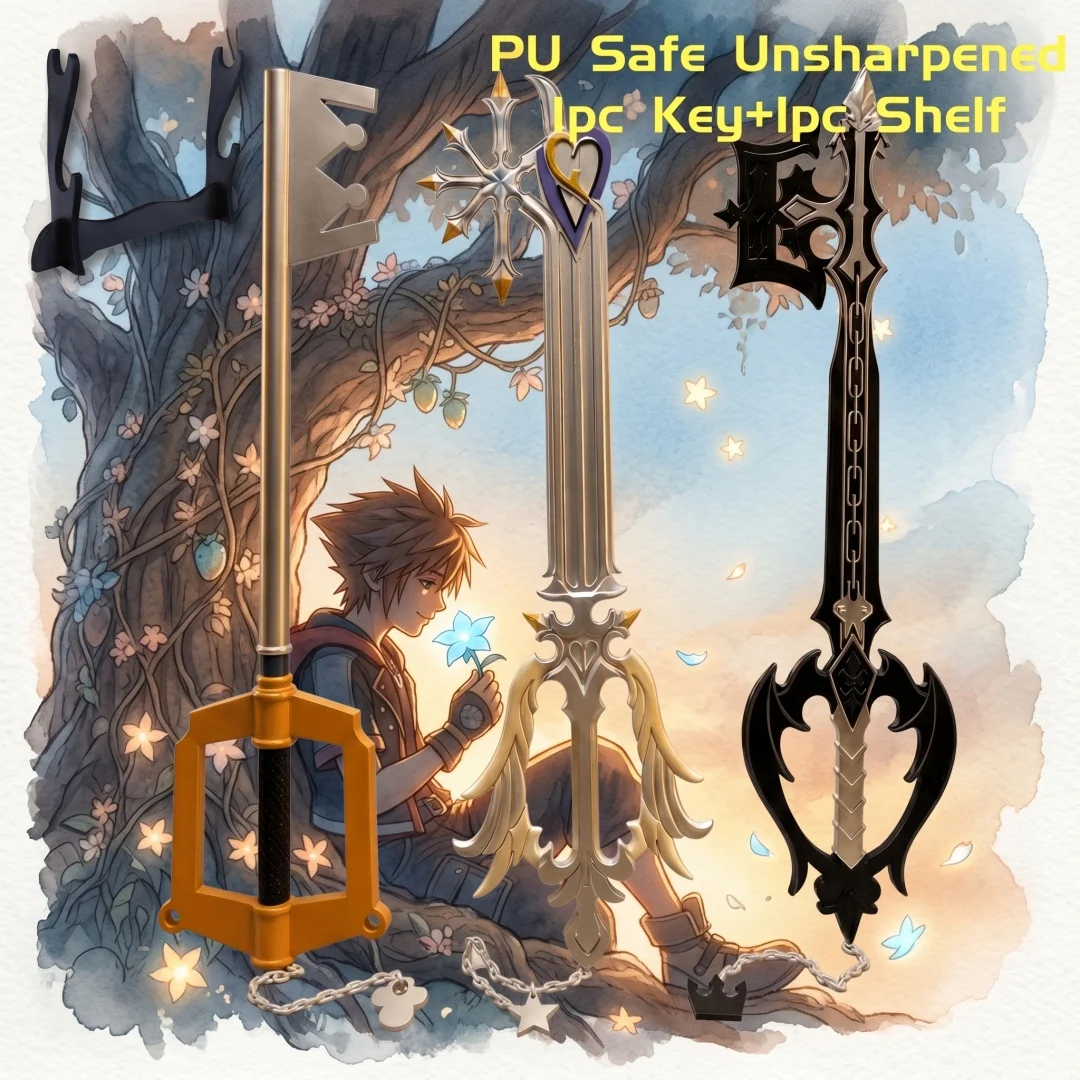 Espada Keyblade de Sora de Kingdom Hearts de 34 Pulgadas, Réplica de Anime para Cosplay, Katana, Cuchillo Ninja, Espada, Tamaño Real 1:1, Juguete de PU, Regalo