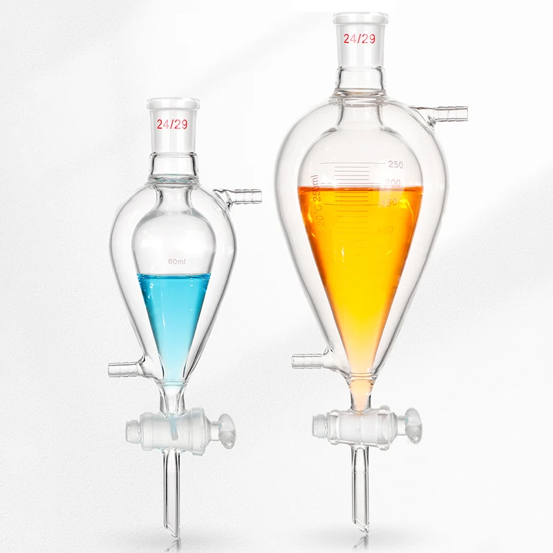 Double-layer pear-shaped separatory funnel glass piston with scale/without scale 60-5000ml