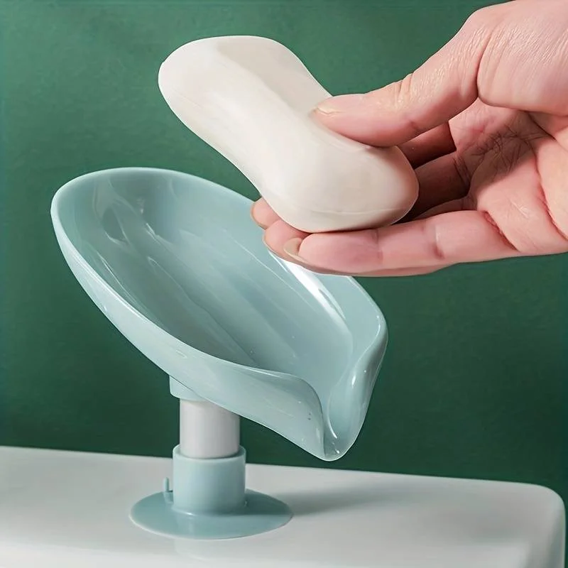 Leaf Shape Soap Box Drain Soap Holder Bathroom Accessories Suction Cup Soap Dish Tray Soap Dish For Bathroom Soap Container