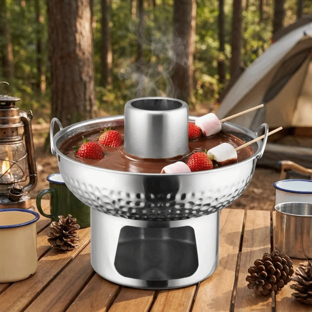 Traditional Stainless Steel Small Hotpot Double Ear Thickened Charcoal Hot Pot Well-ventilated Large-diameter Tom Yum Hot Pot