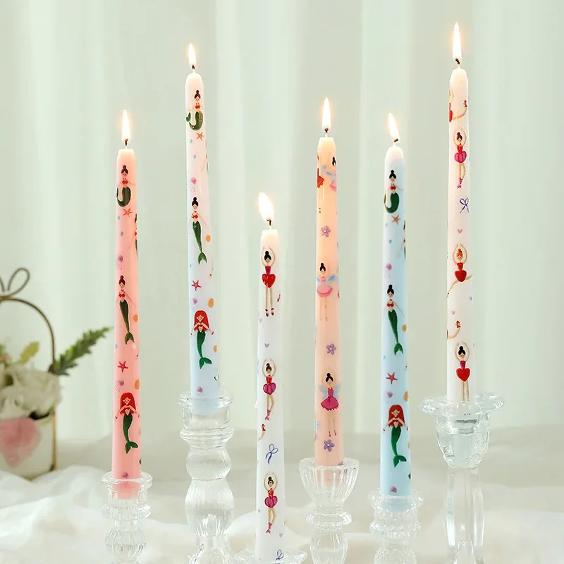 

25cm Long Printed Candle Romantic Holiday Party Candles Valentine's Day Decoration Smokeless Candle m