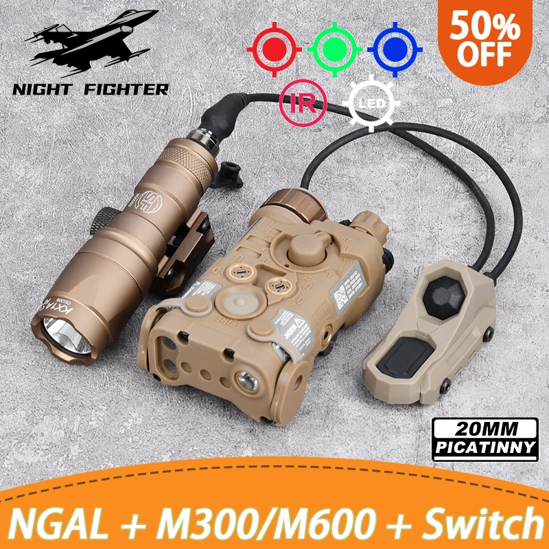 WADSN Tactics NGAL Pointer Red Green Blue Indicator Surefir M300A M600C Hunting Scout Light With AXON Dual Control Switch Fit 20