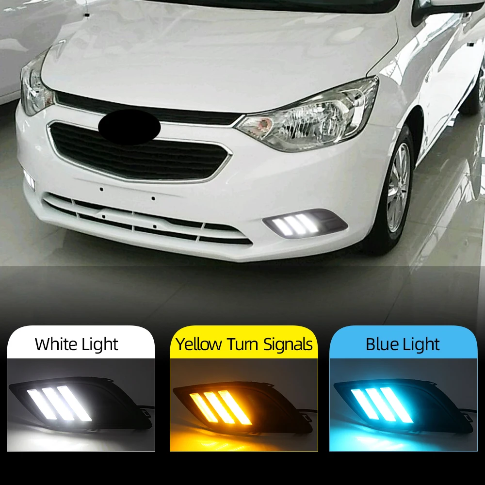 

CSCSNL 1 Set For Chevrolet Sail 2014 2015 2016 2017 LED DRL Daytime Running Lights with yellow turn Signal Fog lamp