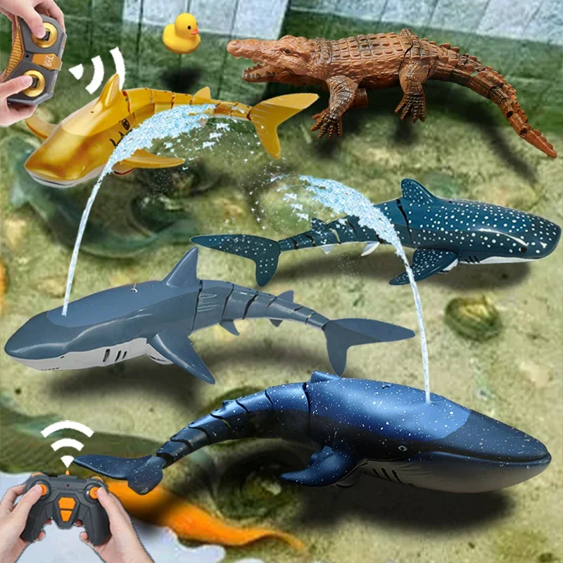 Remote Control Shark Kids Toys for Children Boys Christmas Gifts Bath Swimming Pools Water Rc Animal Clown Fish Robots Submarine