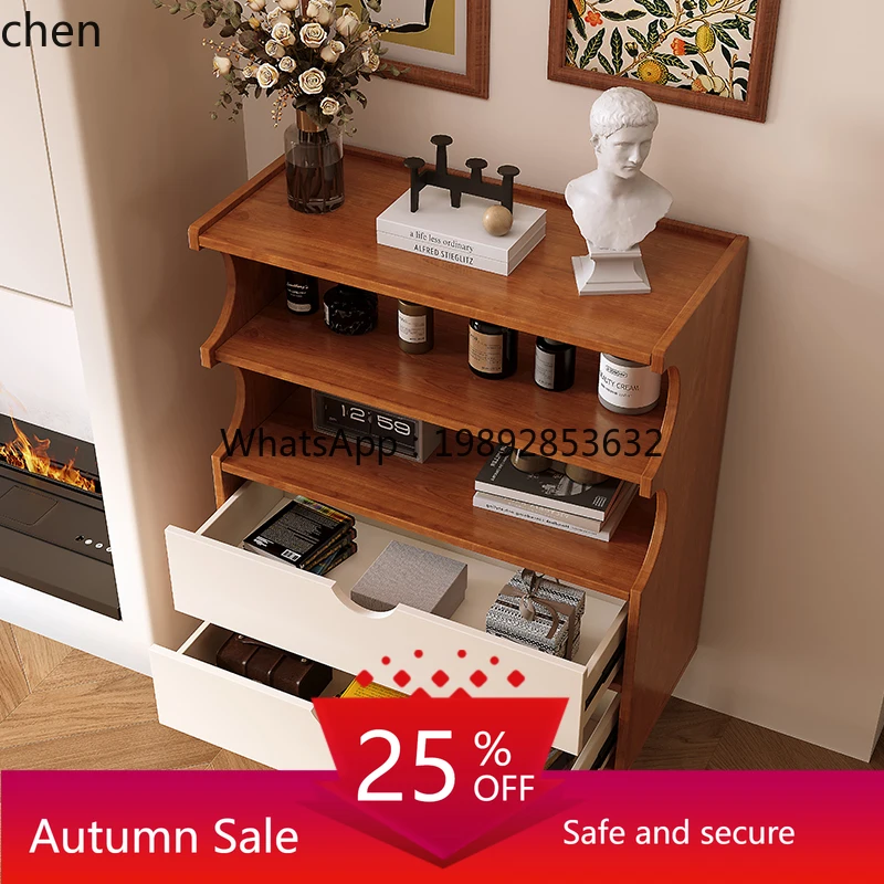 

retro dining side cabinet household combination bookshelf storage solid wood bookcase