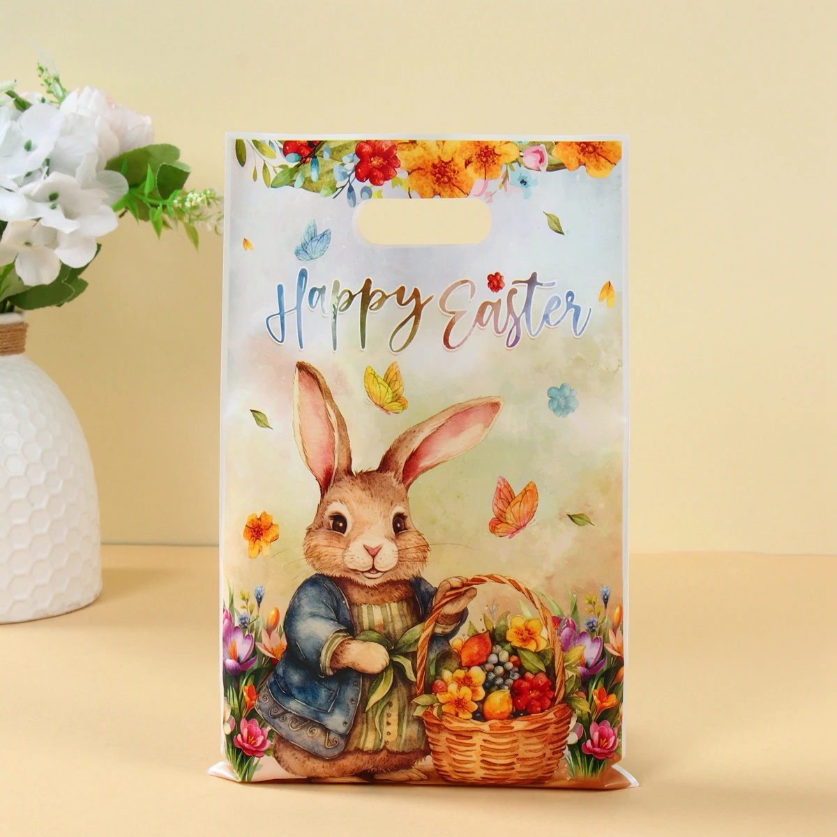 Happy Easter Candy Gifts Bags Bunny Rabbit Eggs Cookies Packing Bag Easter Decoration For Home Happy Birthday Party Supplies