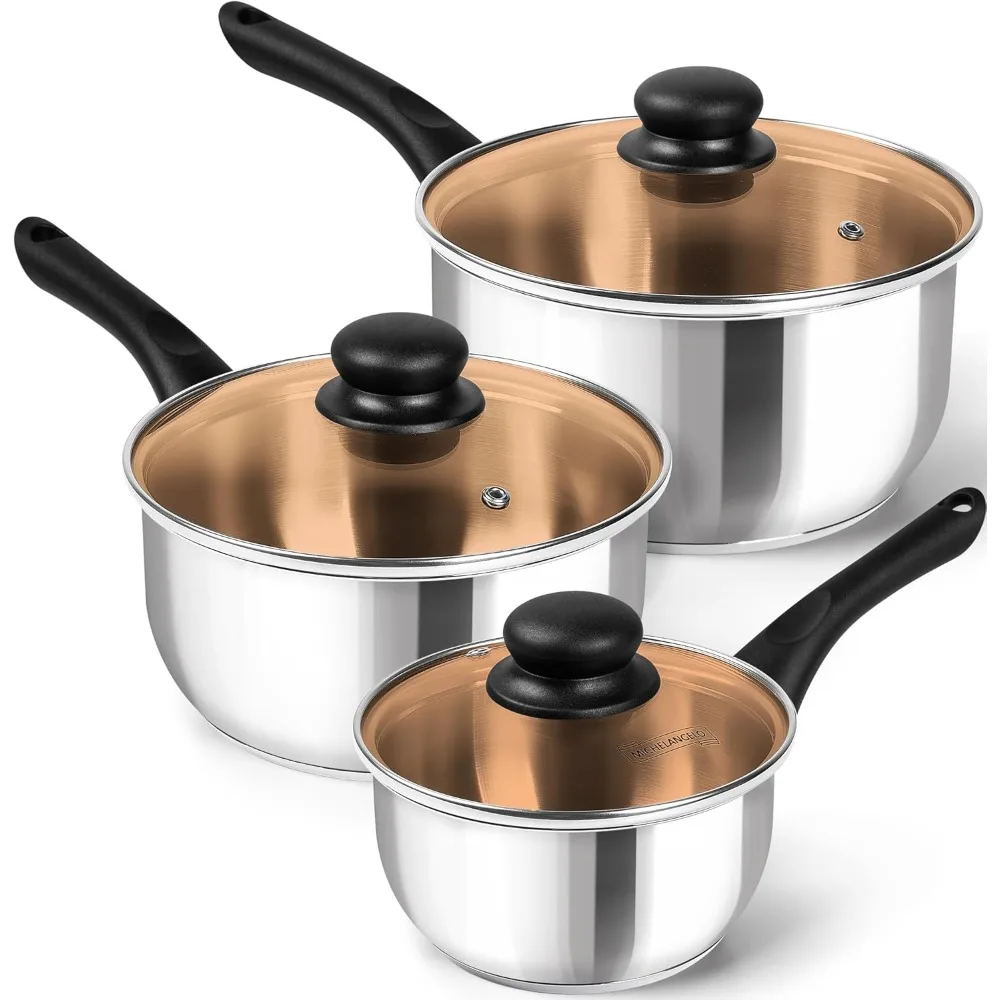 

Набор кастрюль из нержавеющей стали с крышкой 1QT, 2QT и 3QT, набор кастрюль из нержавеющей стали Triply Base, набор кастрюль для соуса с бакелитом