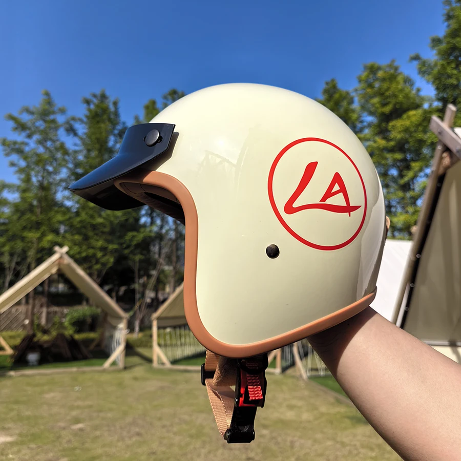 レトロ 3/4 ハーフヘルメット オートバイ用 男女兼用 冬 - Motorcycle Gear White のレビューと価格