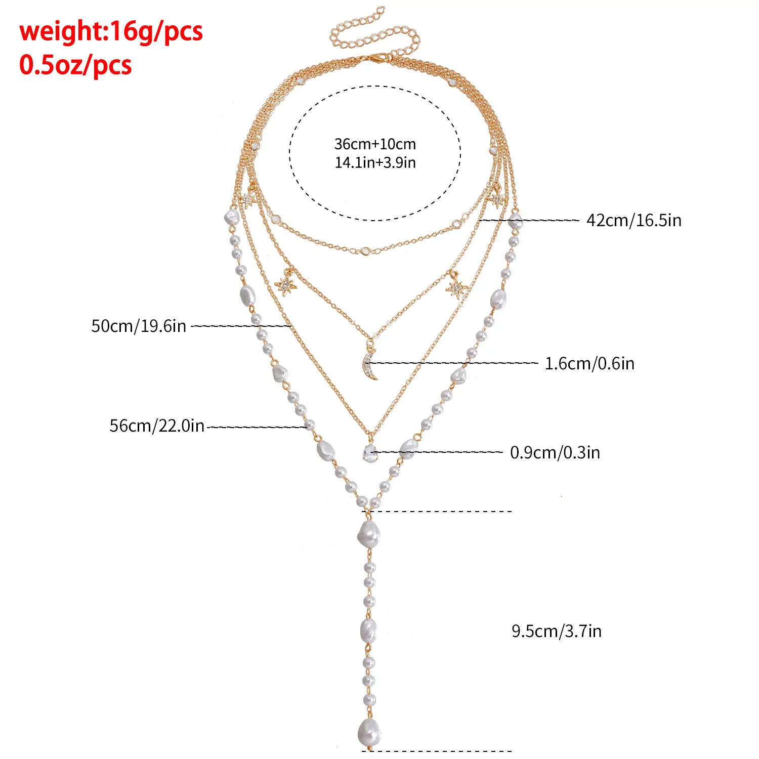 

Cross-Border Multi-Layer Pearl Nelace Women's Faion Jewelry Heart-aped Simulated Baroque Pendant Collarbone Chain