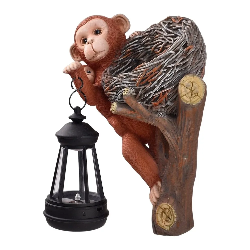 Wall Mounted Resin Monkey Capturing Mother and For child Moment for Garden Decoration and Bird Feeder Integration