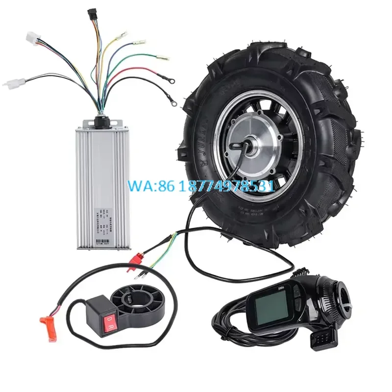 Wmwmnu for 16inch BLDC Gear Motor Kit with LCD Display 48V 1000W Max Load 300kg for Agri Robot