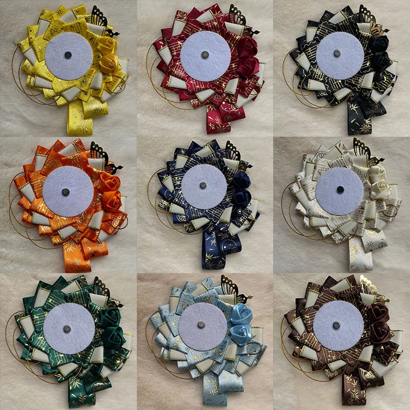 High-end Fabric Bow Brooches for Women Cosplay Anime Role-playing Handmade Corsage Lapel Pins Vintage Jewelry Gifts