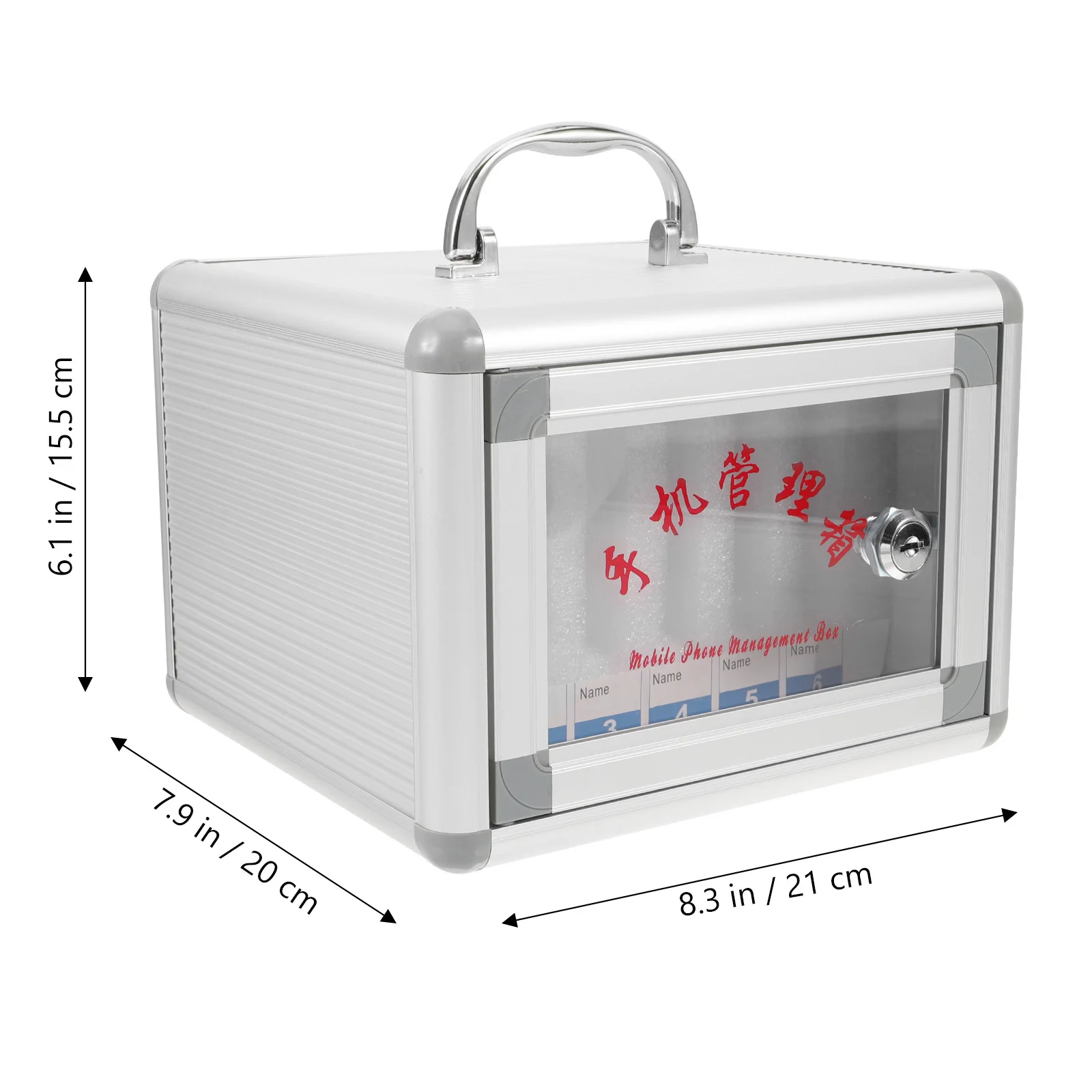 Aluminum Alloy Phone Storage Box Multi-Slot Cellphone Organizer Wall Mounted Handle Safety Lock Anti-Pressure Cabinet For