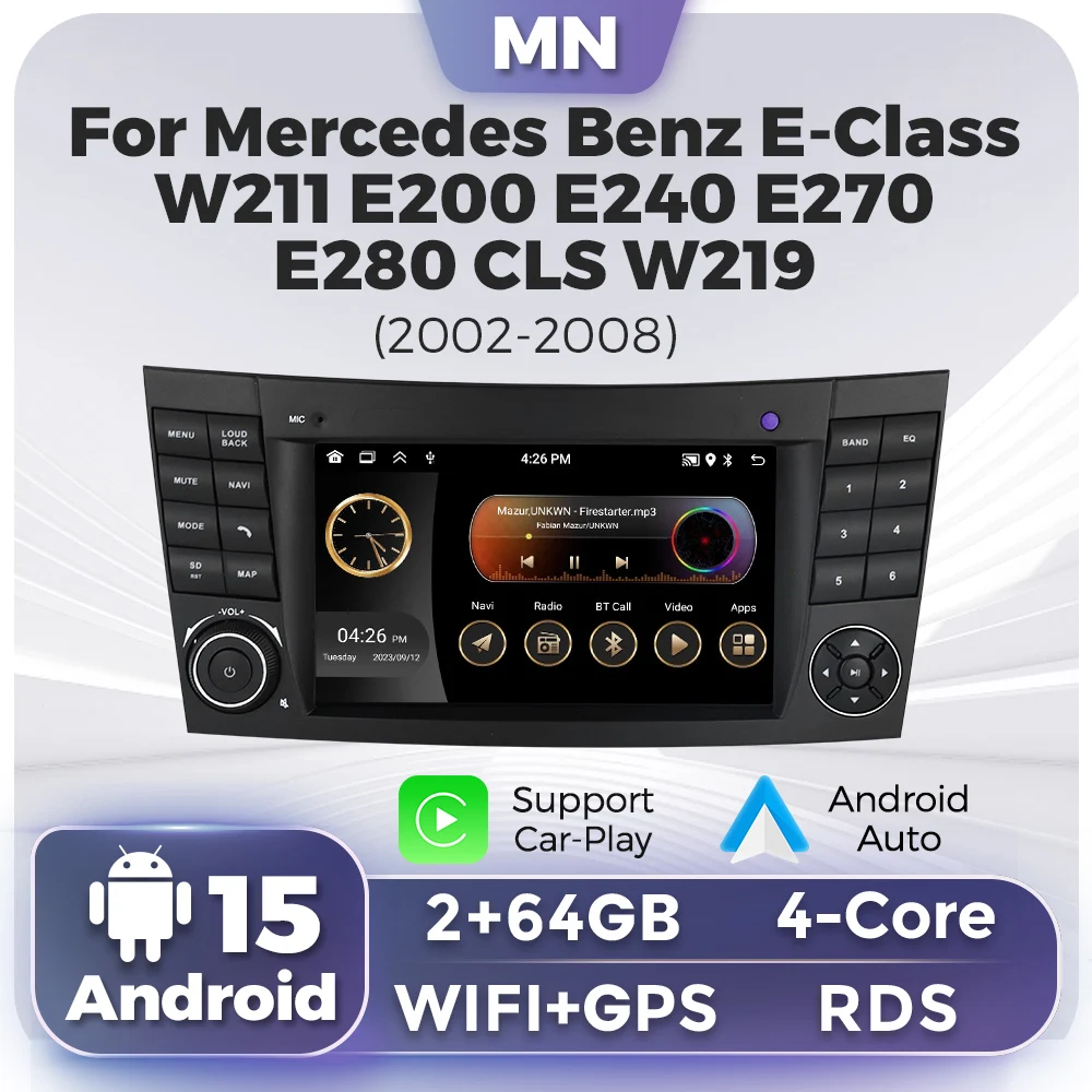 

2 Din Android 15 Car Radio For Mercedes Benz E-Class W211 E200 240 E270 E280 CLS W219 2002 - 2008 Car Multimedia GPS Navigation