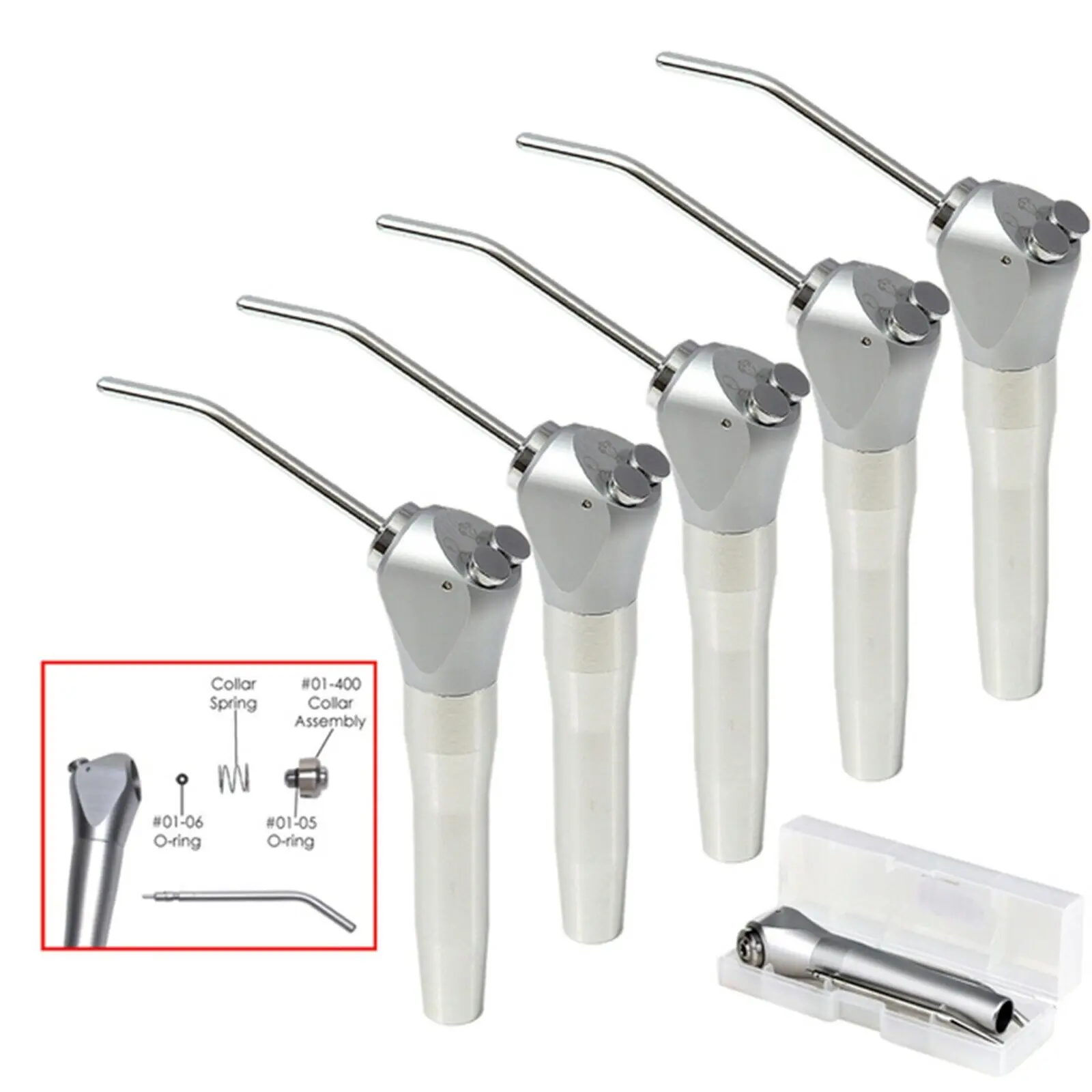 

5PCS Dental 3 Way Air Water Spray Triple Syringe Handpiece With 10 Nozzles Tips Tubes