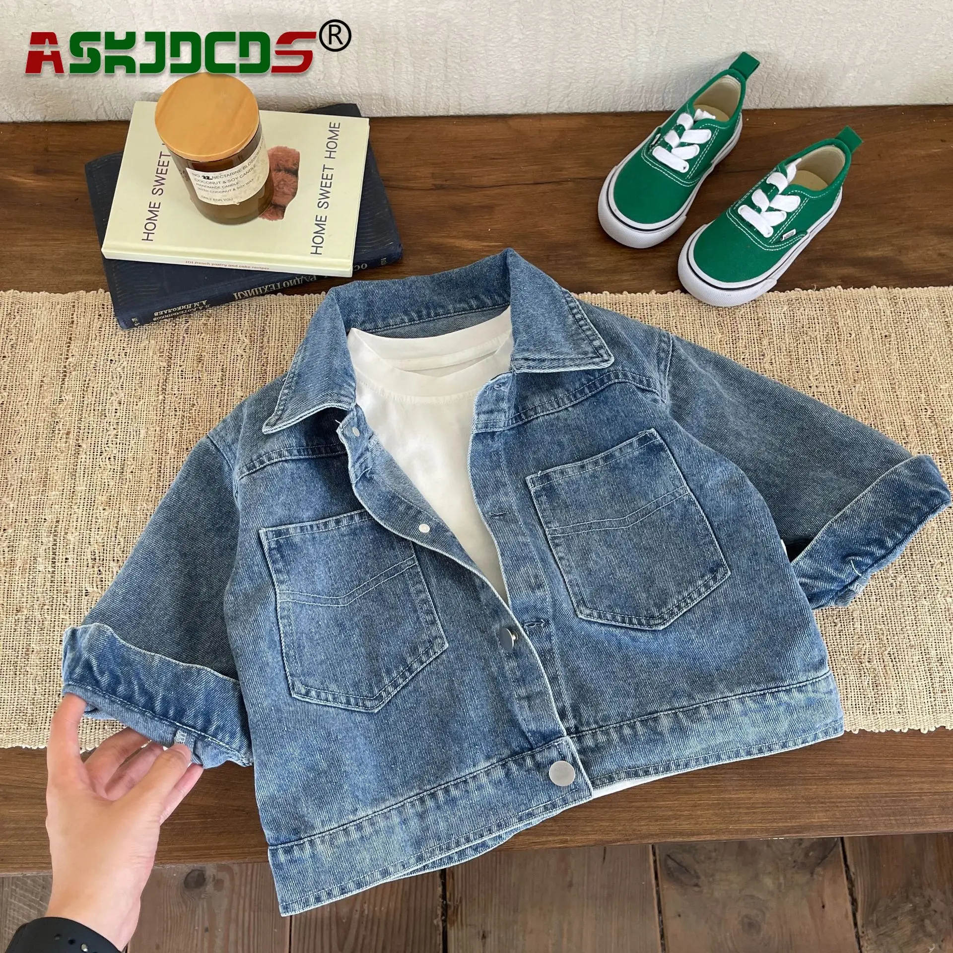 

Children Denim Bear Jacket 1-7Y 2023 Autumn New In Kids Baby Boys Full Sleeve Turn-down Collar Single-breasted Top Coat