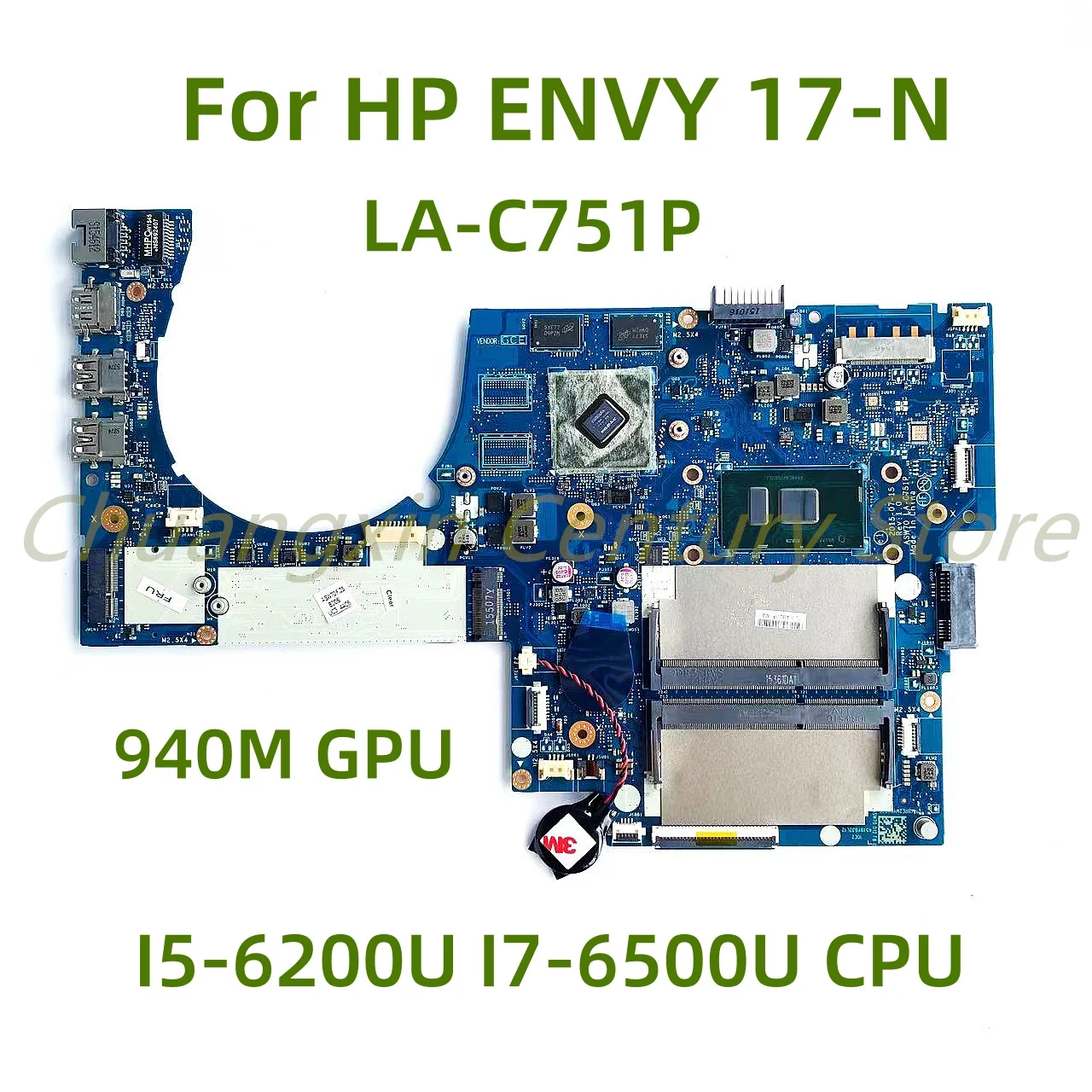 

Подходит для материнской платы ноутбука HP ENVY 17-N LA-C751P с процессором I5-6200U I7-6500U, графический процессор 940M, 100% протестировано, полностью работает