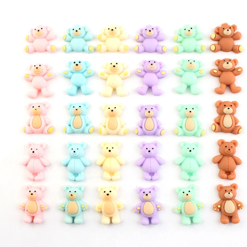 

100pcs Kawaii Resin Bear Flat Back Cabochon DIY Scrapbook/Phone Embellishment Jewelry Decoration Accessories 23-30MM