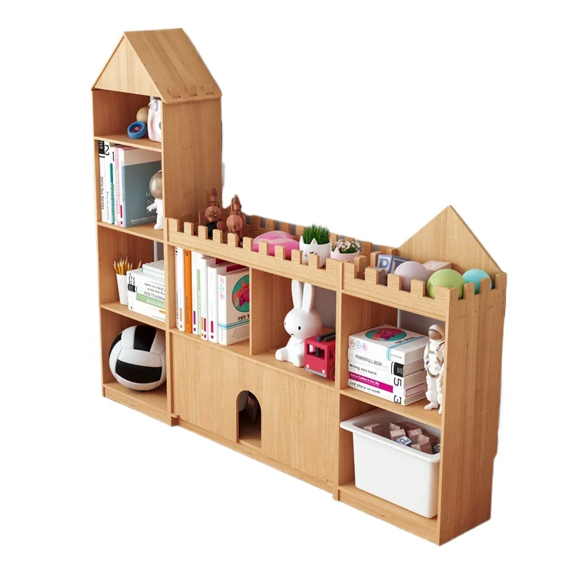 

Bookshelf Solid wood floor-to-ceiling bookcase shelf, storage creative household integrated picture book storage rack