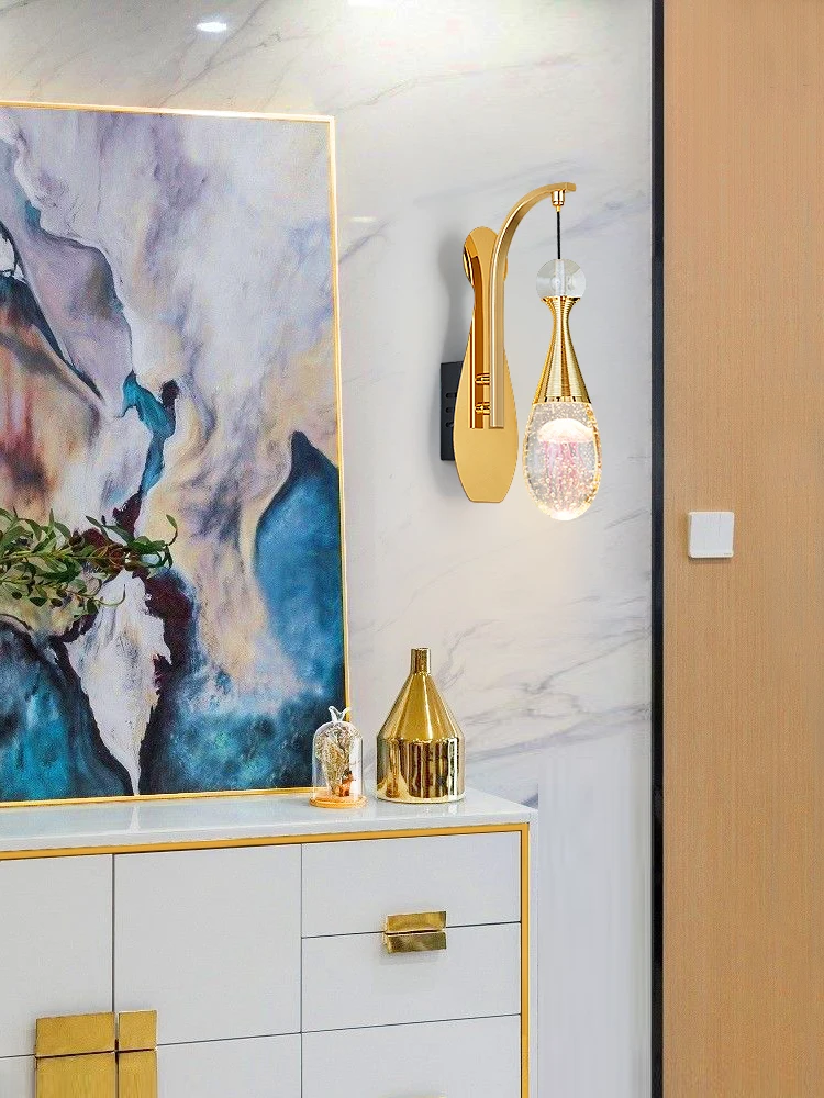 مصباح جداري كريستالي بسيط وحديث لغرفة المعيشة خلفية جدار أوروبي فاخر لغرفة الطعام وغرفة الدرج مصباح جداري #3