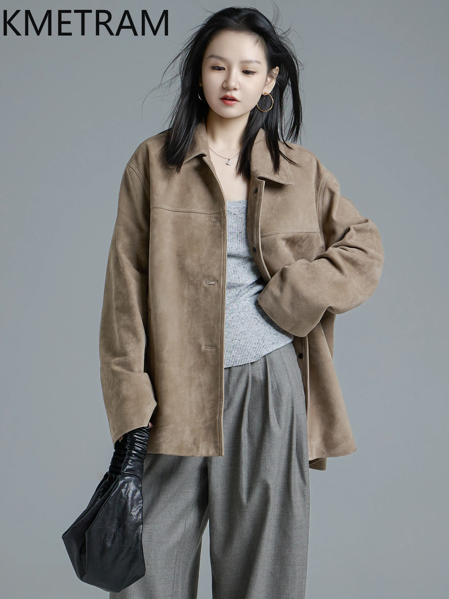 KMETRAM 100% Natural Sheepskin Genuine Leather Jacket Women Fashion Mid Length Female Coat 2025 Autumn New Outerwears пальто