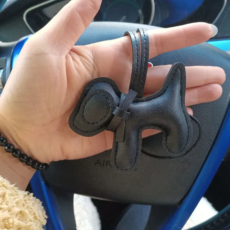 PU Leather Braided Rope Keychain with Cute Dog Design DIY Bag Pendant Key Holder Car Trinket Keyring for Men And Women