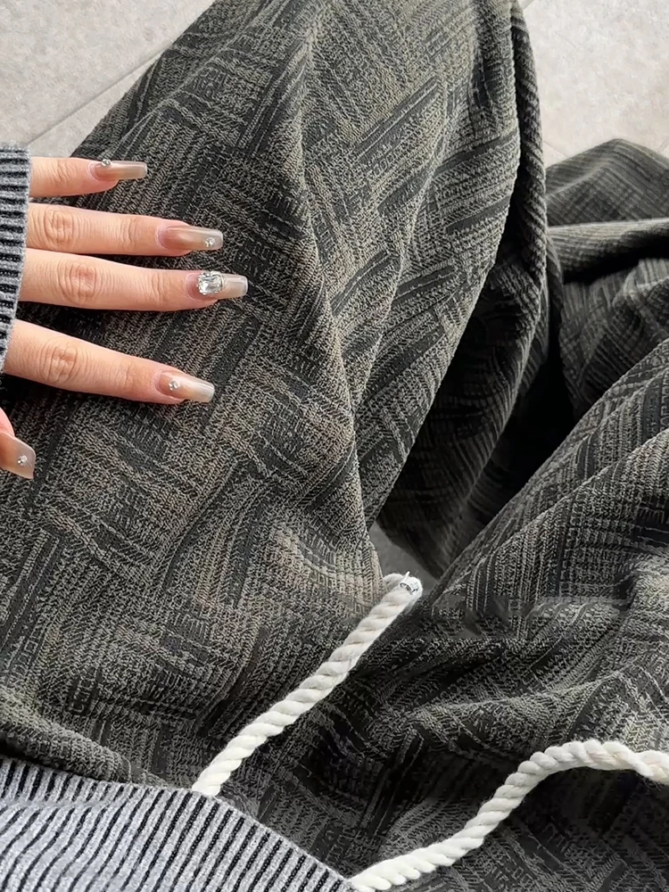 

American Sle Corduroy Pants Men's Autumn Winter Thiened Fce Plaid Loose Warm Slimming Casual Trousers Straight Leg