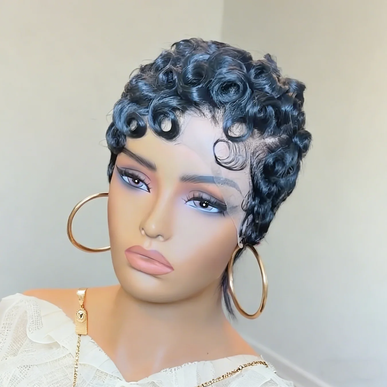 

Коротковолновый парик с стрижкой пикси, парики из натуральных волос, легко носить, вьющиеся парики черного цвета для женщин