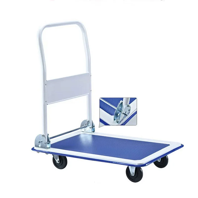 High Load Capacity 150KG/300KG Foldable Hand Trolley Cart Loading Thickened Platform Push Trolley Folding Cart