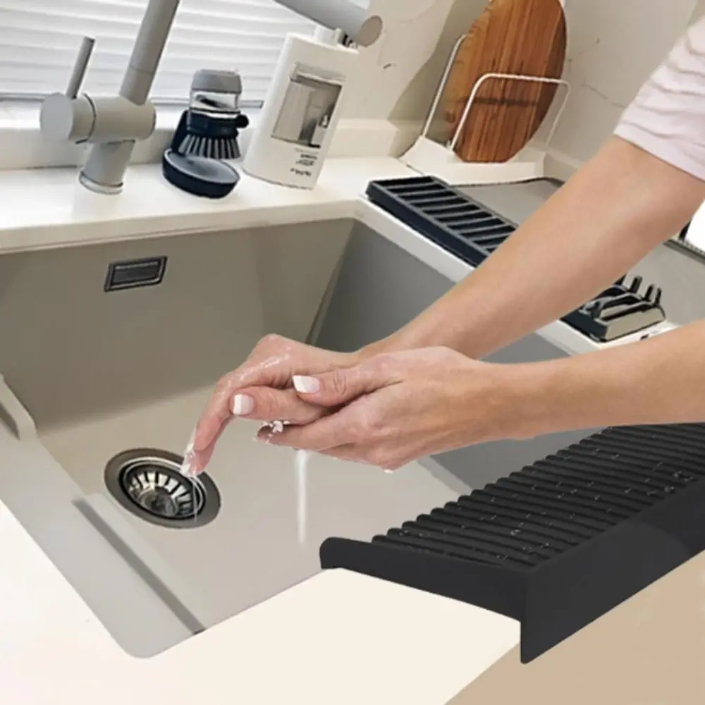 Silicone Kitchen Sink Water Baffle Splash-proof Drainable Sink Edge Protector Cuttable Sink Rim Splash Protector Bathroom