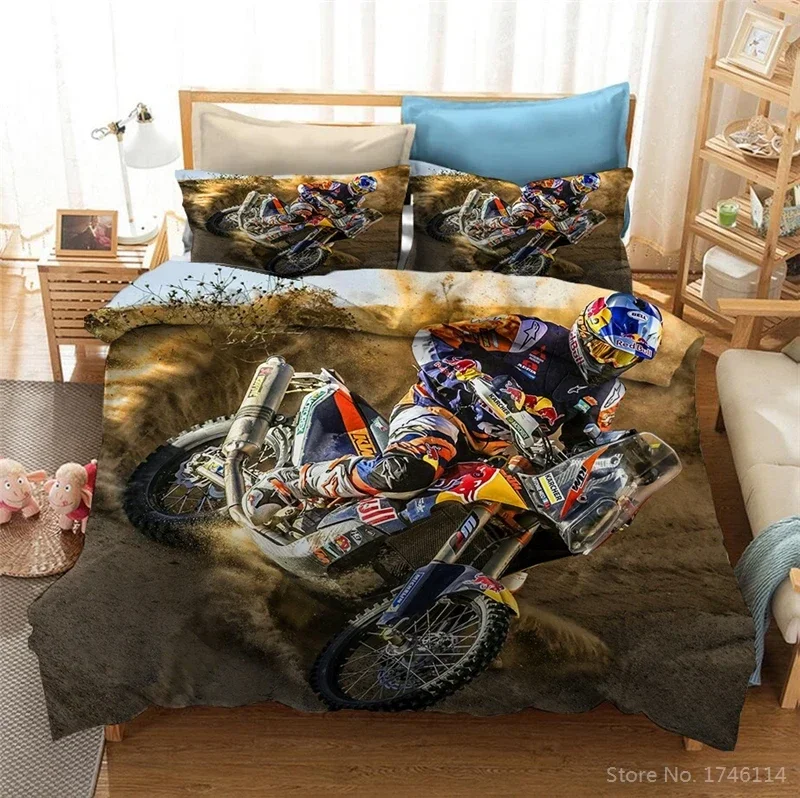 Motocross Racing 3D Printed Duvet Cover Set Motorcycle Bed Linens Twin Full Queen King Size Bedding Set Bedclothes Home Textile