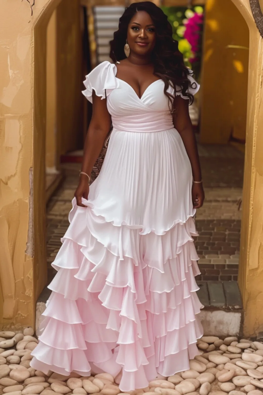 Plus Size Business Casual Black Polka Dot Round Neck Puff Sleeve Long Sleeve See Through Organza Tops