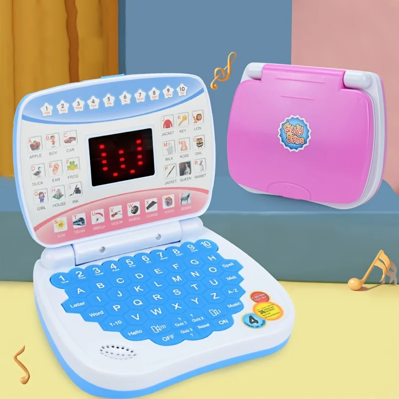 Mini giocattolo per computer didattico, modello portatile, macchina per l'apprendimento educativo, funzioni multiple di lettere, numeri, musica