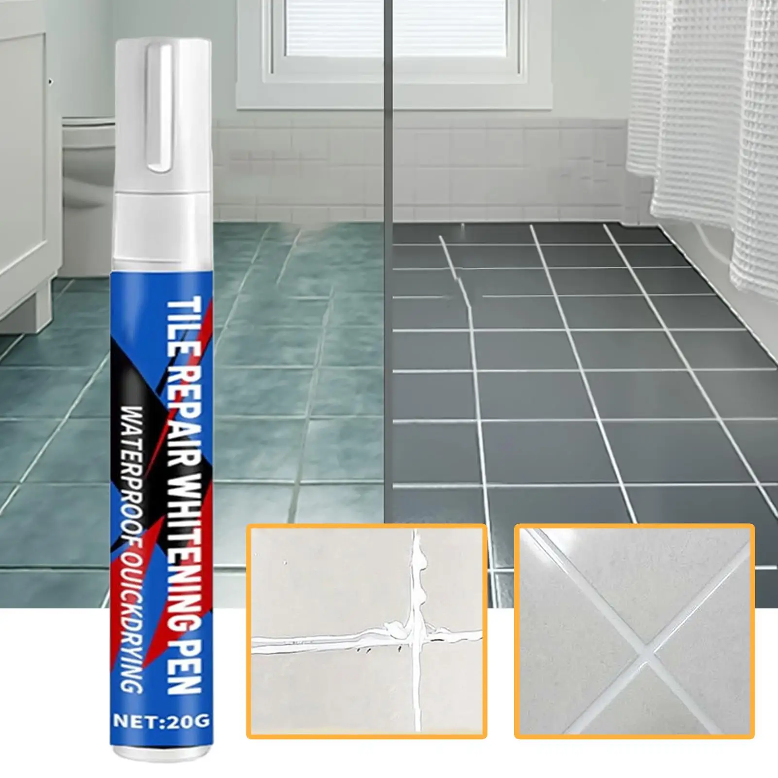 Stylo de réparation de carrelage imperméable, colorant, mastic et remplissage pour douche, salle de bain, cuisine, sol et mur en céramique, baignoire, évier, comptoir