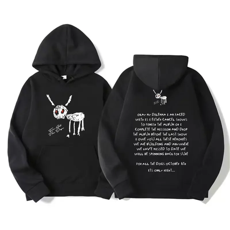 Rapper Drake for All The Dogs Letter Hoodie Men's Hip Hop Vintage Pullovers Sweatshirt Fashion Retro Oversized Hooded Streetwear